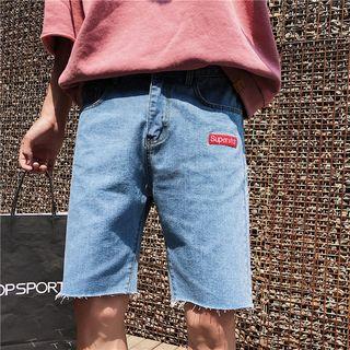 Lettering Label Denim Shorts
