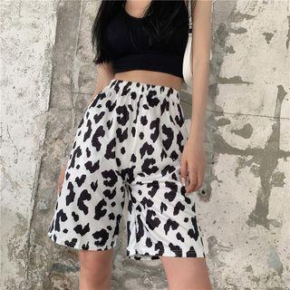 Cow Print Straight Leg Shorts