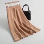Furry Panel Midi Knit Skirt