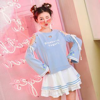 Cutout Shoulder Lace-up Sleeve Pullover