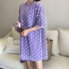 Short-sleeve Dotted Mesh Overlay T-shirt