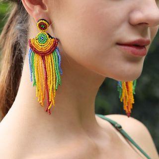Fringed Bead Drop Earring