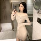 Long-sleeve Knitted Bodycon Dress