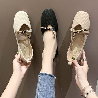 Ribbon-accent Knit Flats