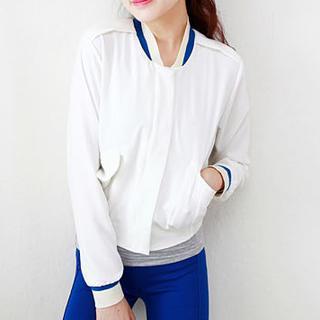 Contrast-trim Baseball Jacket