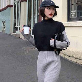 Mock Neck Cropped Knit Vest