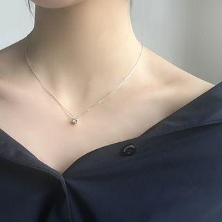 925 Sterling Silver Rhinestone Cubic Necklace As Shown In Figure - One Size