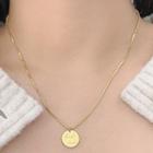 Stainless Steel Lettering Pendant Necklace Gold - One Size