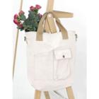 Pocket-front Canvas Shopper Bag Ivory - One Size