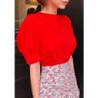Puff-sleeve Vivid Color Blouse