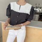 Short-sleeve Blouse Gray - One Size