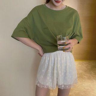 Lace Mesh Overlay Shorts