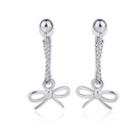 Bow Chained Alloy Dangle Earring 1 Pair - Silver - One Size