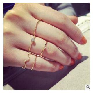 Set Of 5: Alloy Ring (assorted Designs) Gold - One Size