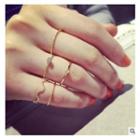 Set Of 5: Alloy Ring (assorted Designs) Gold - One Size