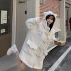 Fleece Hood Toggle Coat White - One Size