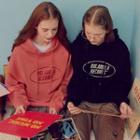 Hooded Letter Print Sweatshirt Black - One Size