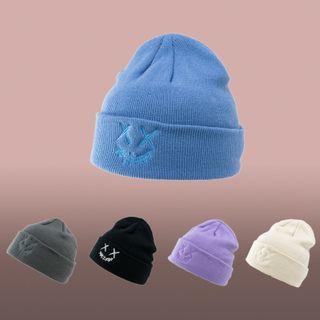 Evil Embroidered Knit Beanie