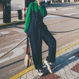 Two-tone Zip Long-sleeve Jumpsuit