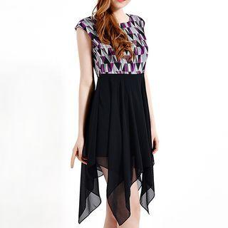 Printed Sleeveless Asymmetric A-line Dress