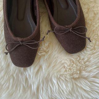 Ribbon Woolen Ballet Flats
