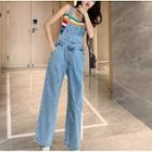 Striped Camisole / Cropped Denim Jumper Pants