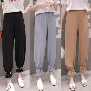 Faux Pearl Cuff Harem Pants