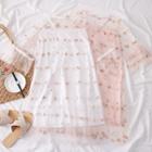 Heart-print Mock Two-piece Mesh Dress