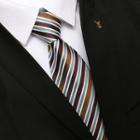 Striped Neck Tie Zsld029 - Stripe - Blue & Brown - One Size