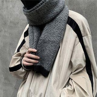 Chevron Stripe Scarf Zigzag - Black & Gray - One Size