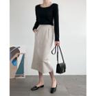 Plain H-line Midi Skirt