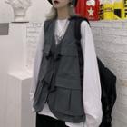 Buckled Zip-up Cargo Vest
