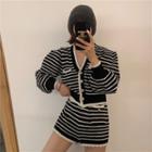 Striped Cropped Cardigan / Shorts