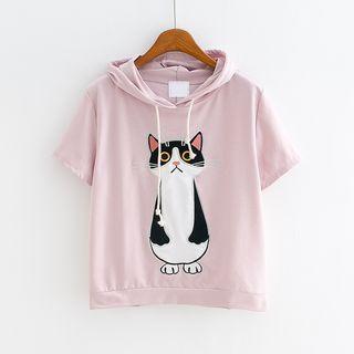 Hooded Short-sleeve Printed T-shirt