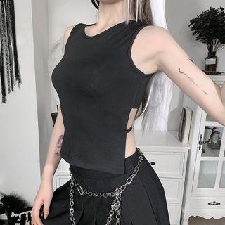 Sleeveless Tie-waist Cutout-back Top