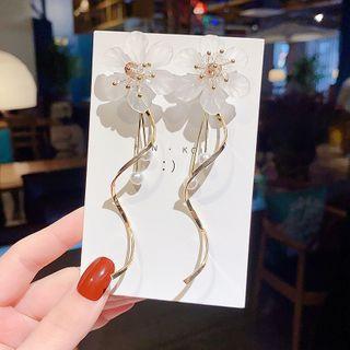 Flower Alloy Fringed Earring E1909 - 1 Pair - Gold - One Size