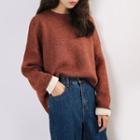 Round-neck Dip-back Knit Sweater