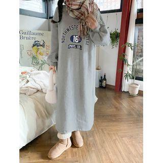 V-neck Letter Maxi Sweatshirt Dress