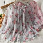 Flower-print Loose-fit Chiffon Light Shirt