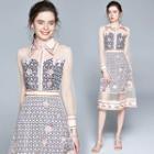 Collared Long-sleeve Long-sleeve Midi A-line Dress