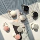 Faux-pearl Pom Pom Earring