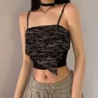 Sleeveless Mock Two Piece Crop Top Black - One Size