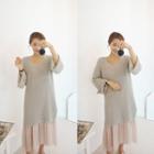V-neck Dip-back Long Knit Top