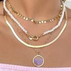 Set Of 4: Beaded Necklace + Chain Necklace + Heart Pendant Necklace 2708 - Set Of 4 - Gold - One Size