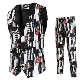 Set: All Over Print Vest + Dress Pants