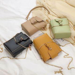 Chain Strap Faux Leather Bucket Bag