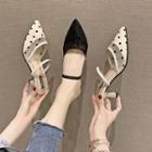 Dotted Lace Pointed Kitten Heel Mules