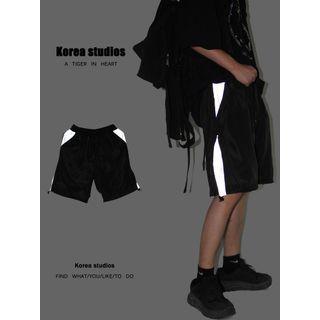 Reflective Trim Wide-leg Shorts