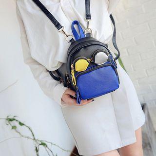 Faux-leather Color-block Mini Backpack
