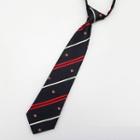 Striped Emblem No Tie Neck Tie Red Stripes - Dark Blue - One Size